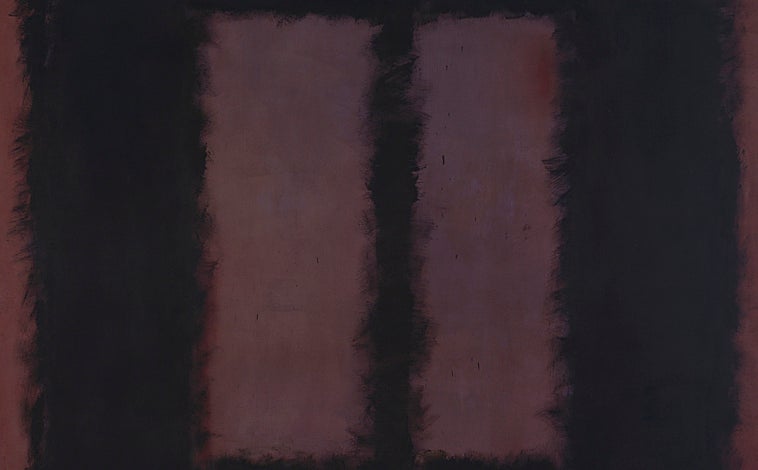 Imagen principal - Sobre estas líneas, 'Remolino lento al borde del mar' y 'Autorretrato' temprano de Rothko. Arriba, unos de sus campos de color