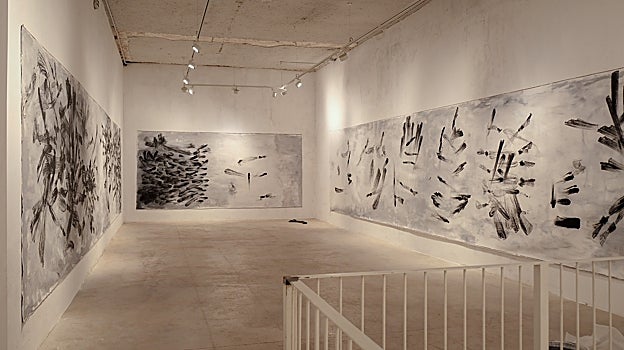 Detalle del montaje de la muestra en la galería