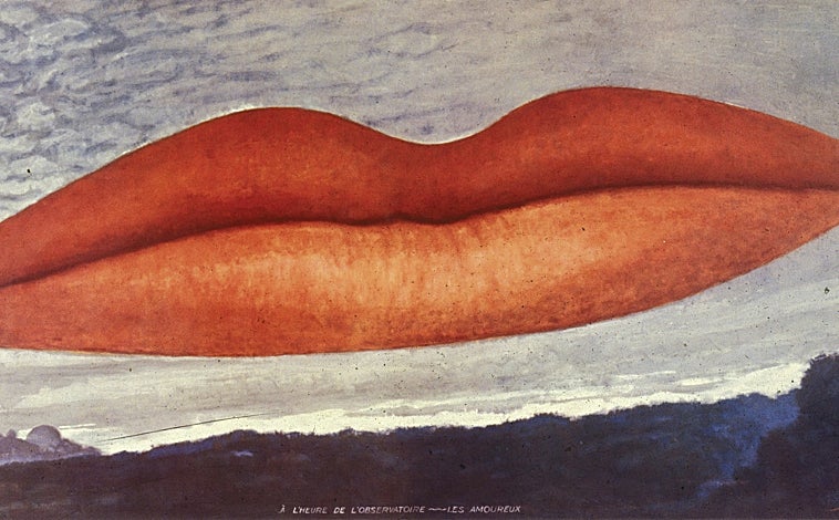 Imagen principal - Arriba, 'A la hora del observatorio / Los amantes', de Man Ray, 1934/1967. Litografía. Colección Marion Meyer. Association Man Ray, París. Sobre estas líneas, a la izquierda, 'Phosphate', de Picabia. Encarte impreso en Littérature. Nouvelle série nº 6. París, noviembre 1922. Colección particular. A la derecha, Francis Picabia. Revista '291', núm. 5-6. En portada: retrato de Alfred Stieglitz por Francis Picabia. Julio y agosto 1915. Comité Picabia, París 