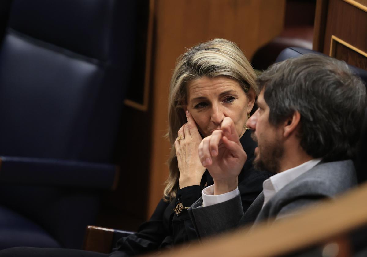 Yolanda Díaz y Ernest Urtasun, en el Congreso de los Diputados