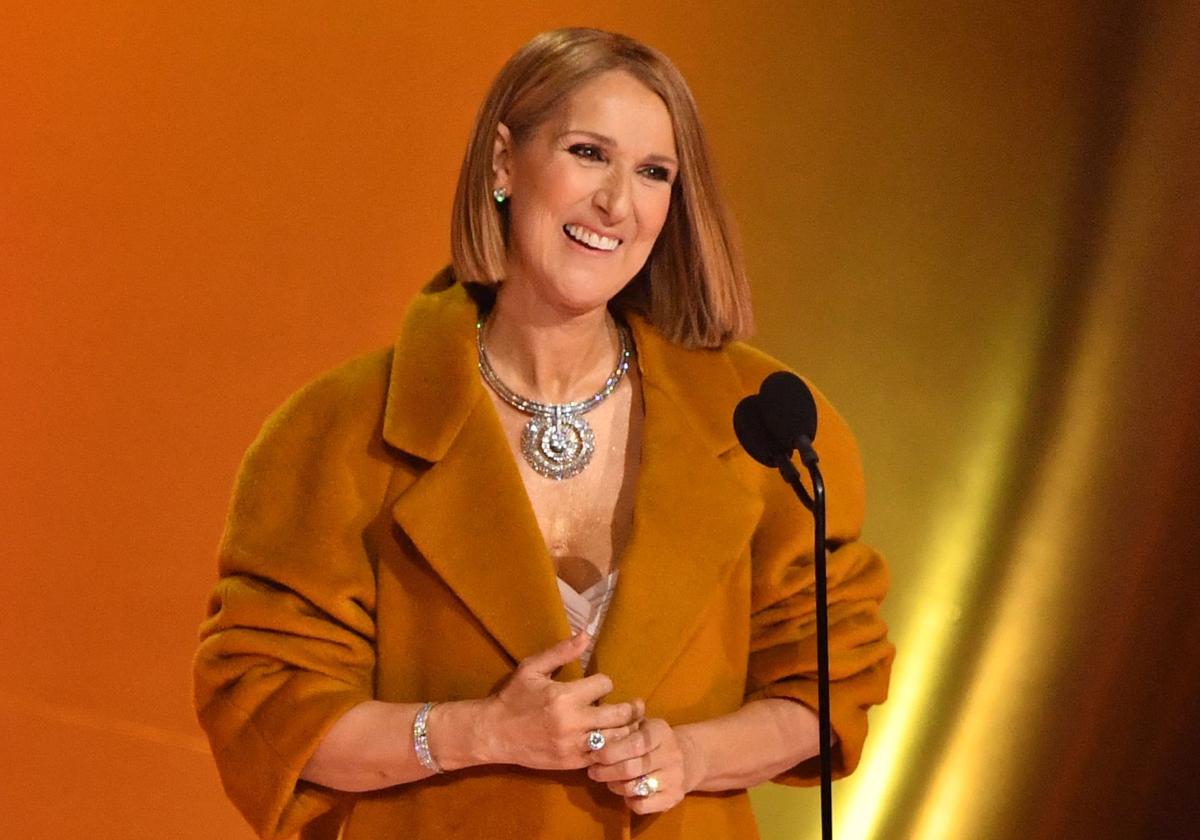 Célinen Dion durante la 66 edición de los premios Grammy.