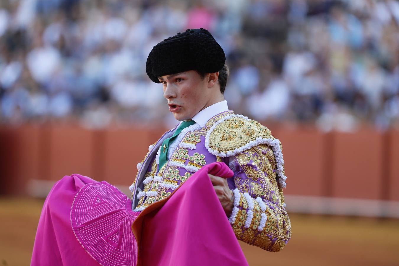 Un momento de la novillada de este domingo, 5 de mayo, en la plaza de la Maestranza de Sevilla