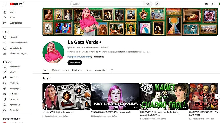 'La gata verde', canal de Youtube de la autora