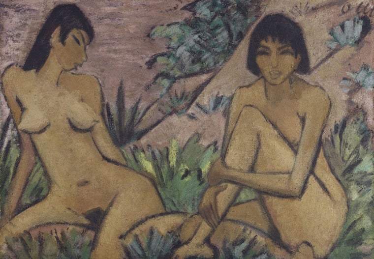 'Dos desnudos femeninos en un paisaje', de Otto Mueller, que, según los comisarios, «apela a un prototipo de sexualidad salvaje»