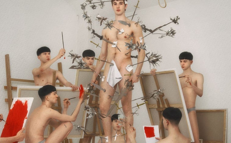 Imagen principal - De arriba abajo,'estudio de guerrero derrotado' (2021); 'filip significa amante de los caballos' (2020); y 'preso (retrato a rosalia)'