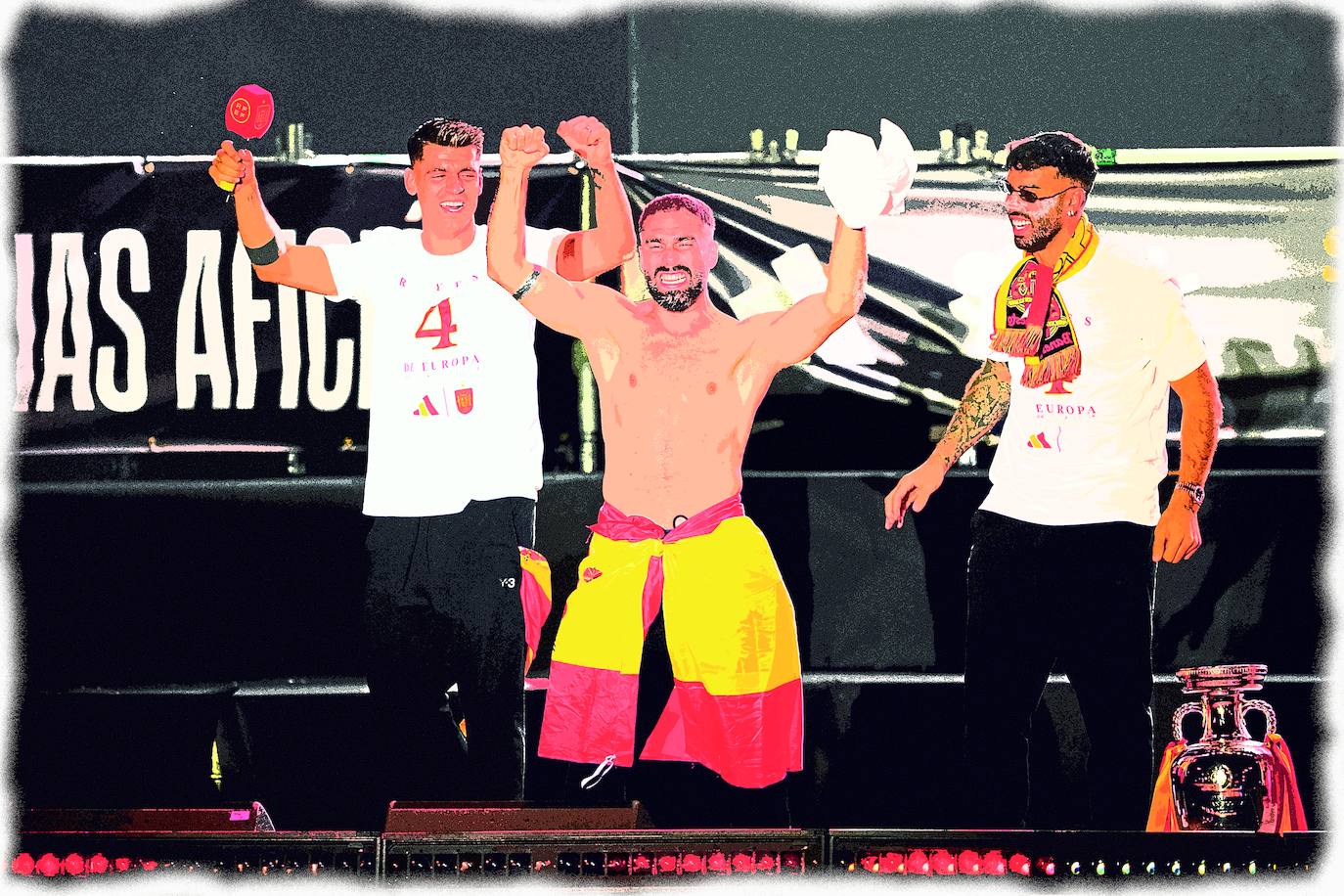 Carvajal, durante la celebración de la Eurocopa de la Selección Española en Madrid el pasado lunes