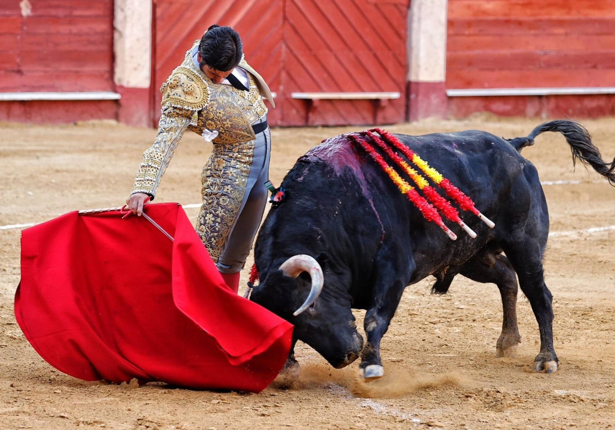 Encajado y reunido pase en redondo de Morante de la Puebla ante el bravo Clavelito