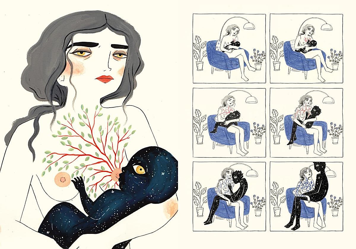 Dibujos de Hesse referentes a la maternidad recogidos en 'El miedo'