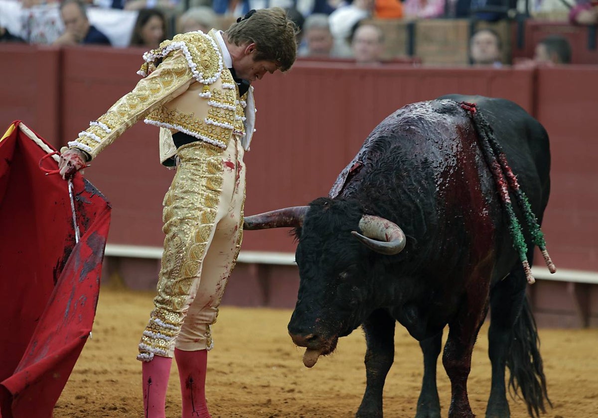 Borja Jiménez, en la segunda corrida de la Feria de San Miguel de Sevilla 2024