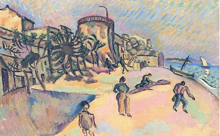 Imagen principal - De arriba abajo, 'Cambrils, la playa' (1907), y 'el guante blanco', ambas obras de Miró; y 'Naturaleza muerta. Interor rojo', de Matisse