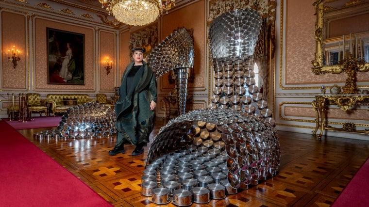 La artista portuguesa, en el salón de baile de Liria, donde se ha instalado 'Marilyn'