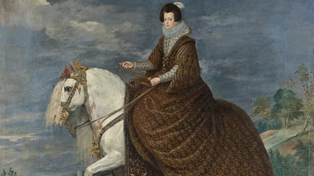 Imagen después - A la izquierda, 'Isabel de Borbón a caballo', de Velázquez, antes de su restauración. A la derecha, tras ser restaurada. Detalles