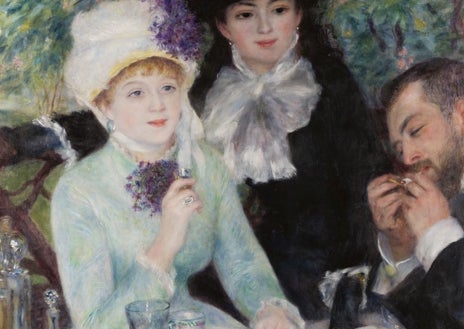 Imagen secundaria 1 - De arriba abajo, 'Poema muerto...', de Gustav Moreau; detalle de 'Después del almuerzo', de Renoir; y 'Hotel des Roches Noires', de Monet