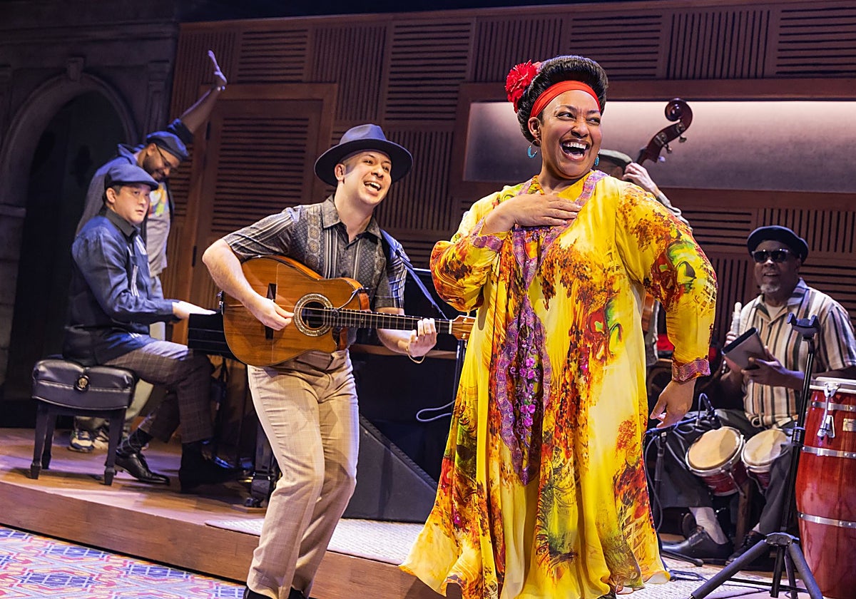 Fotografía cedida por Matthew Murphy donde aparecen de izquierda a derecha, Justin Cunningham, Marco Paguia, Renecito Avich, Natalie Belcon y Román Díaz durante un ensayo del musical 'Buena Vista Social Club'.