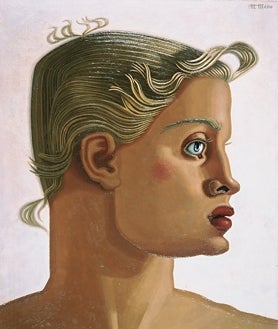 Imagen secundaria 2 - Arriba, 'Antro de fósiles', 1930. Colección Museo Nacional Centro de Arte Reina Sofía, Madrid. Sobre estas líneas, a la izquierda, 'Espantapájaros', 1930. Colección Jake & Hélène Marie Shafran. A la derecha, 'Oro (retrato bidimensional)', c. 1951. Asociación Colección Arte Contemporáneo. Museo Patio Herreriano, Valladolid. Técnicas Reunidas, S.A.