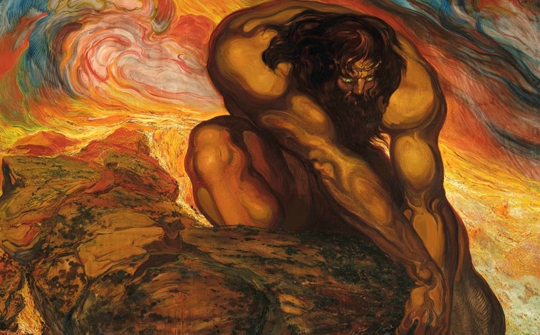 Imagen principal - Arriba, 'Hércules prepara la tumba de Pirene'. Sobre estas líneas, a la izquierda, 'Poema atlántico. Mar en reposo'; a la derecha, 'El fandango del candil de Gustavo Durán. La niña bonita'
