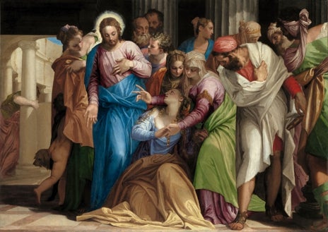Imagen secundaria 1 - Tres obras de Veronés. Arriba, 'La unción de David'. Sobre estas líneas, a la izquierda, 'La conversión de María Magdalena'. A la derecha, 'Marte y Venus unidos por el amor'