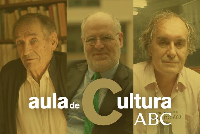 De izquierda a derecha, los historiadores Gabriel Tortella y Jordi Canal, y el autor de 'Saga nostra', Gastón Segura