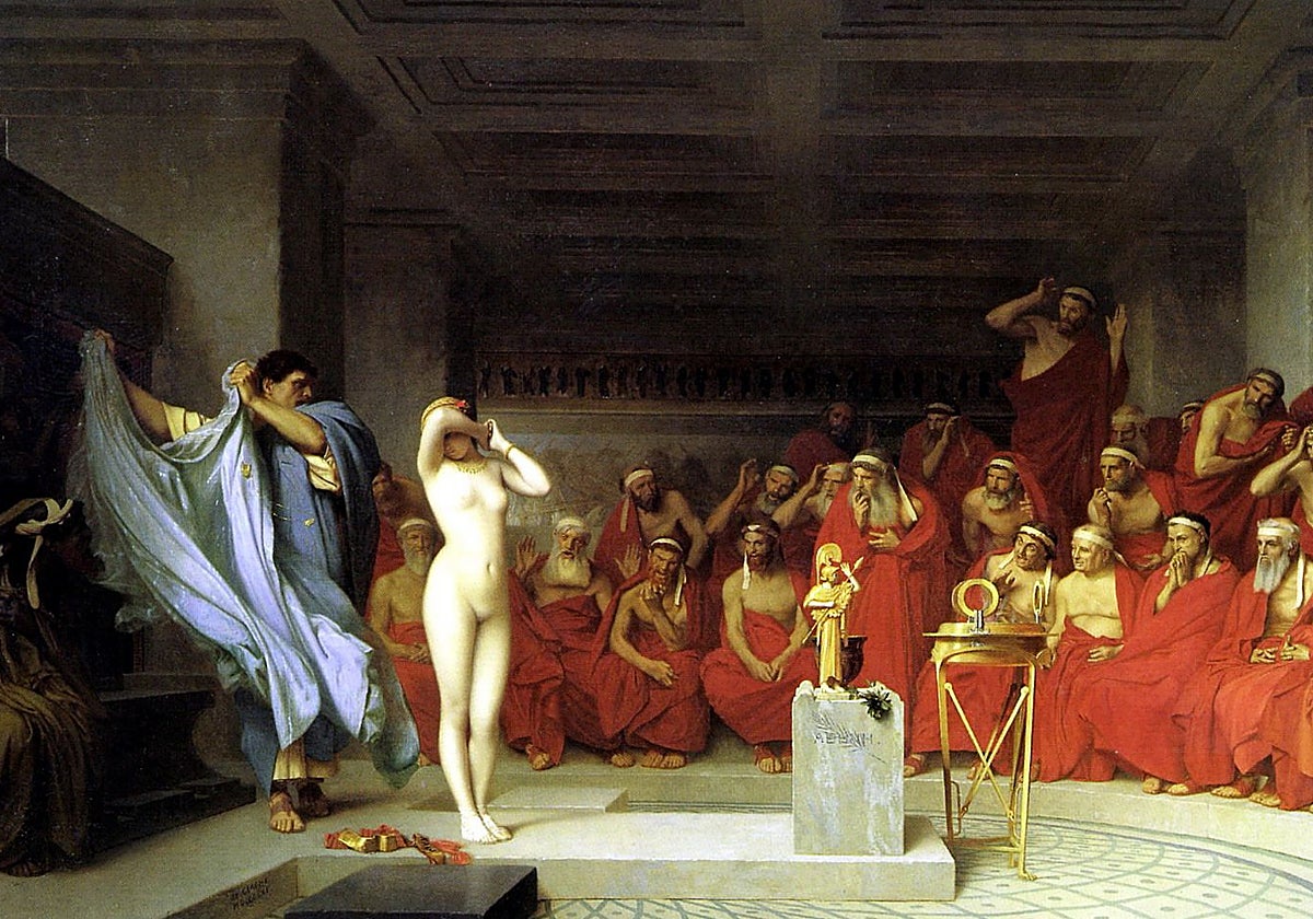 Praxíteles descubre a Friné en el Areópago