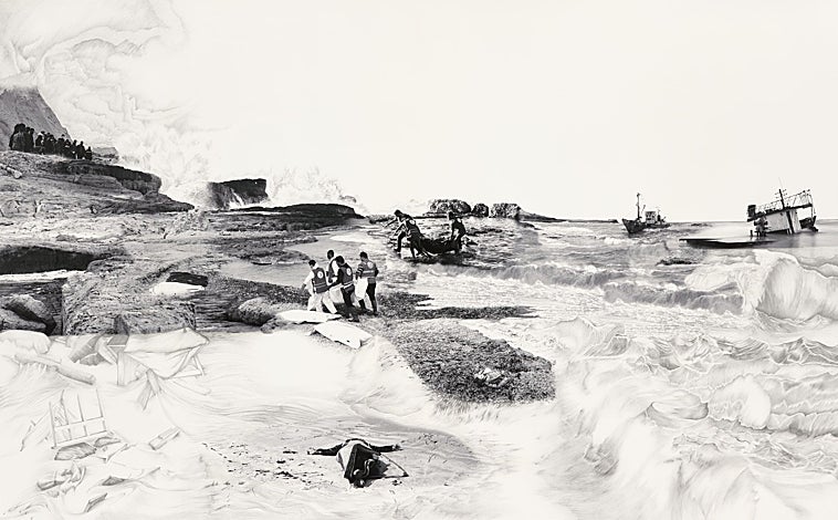 Imagen principal - Tres obras del Archivo de ABC intervenidas por Sara Quintero, presentes en la exposición