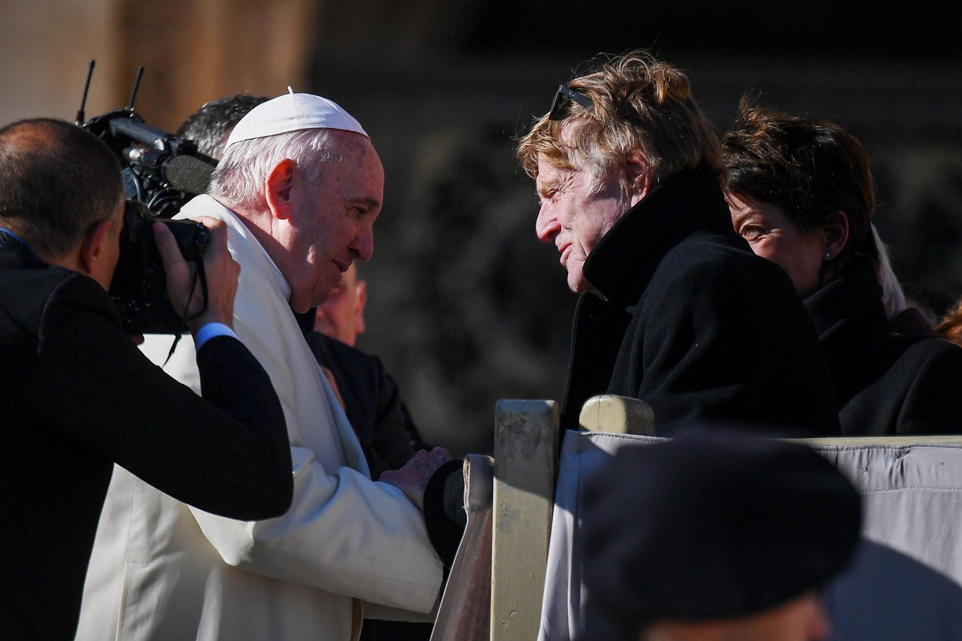 Robert Redford, en una visita al Papa Francisco en 2019.