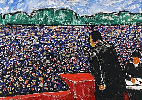 Imagen secundaria 1 - En las imágenes, de arriba abajo, fotograma de la película 'El Gólem'; 'El orador', cuadro de Arthur Segal; y 'Cabeza de chica', de Emil Nolde