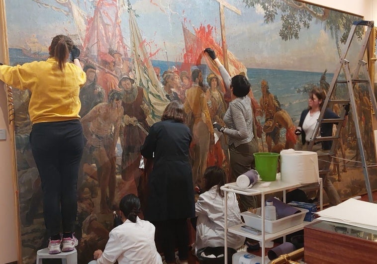 Columbus painting attacked, varnish damaged