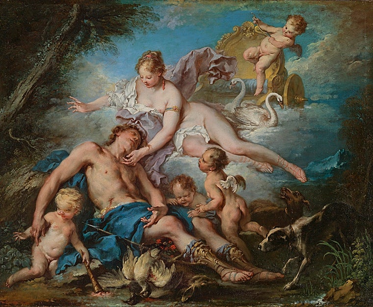'Muerte de Adonis', de François Boucher. Óleo sobre lienzo, 65,3 x 81,6 cm. Hacia 1730