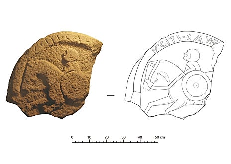 Imagen secundaria 1 - Moneda de VIrovia, fragmento de una estela de guerrero y localización de Borobia
