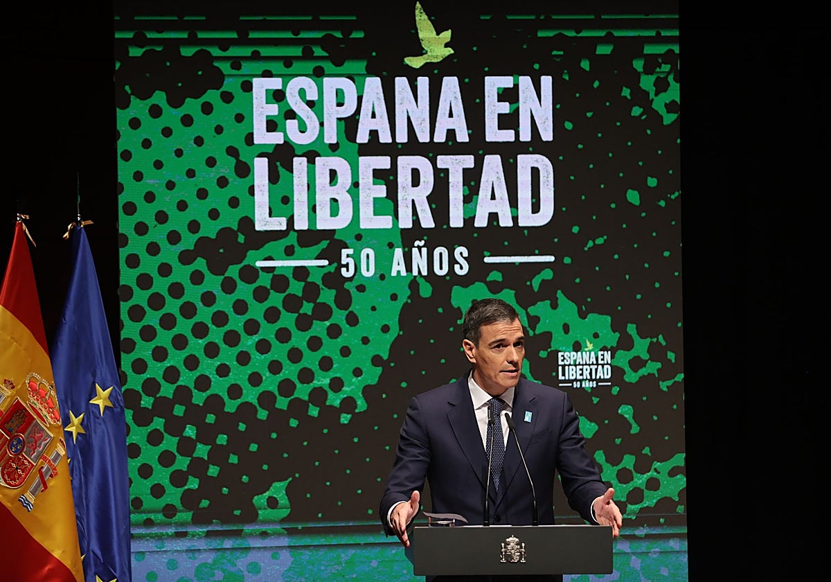 Sánchez, en un acto en enero dedicado a los 50 años de «España en libertad» en el Museo Nacional Centro de Arte Reina Sofía, en Madrid