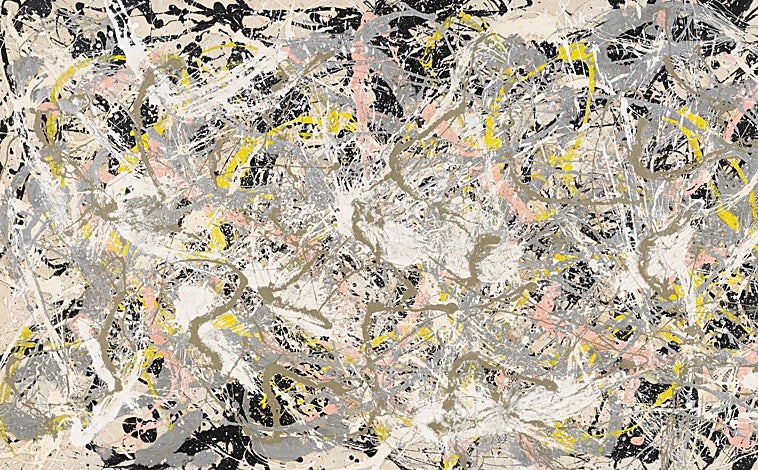 Imagen principal - En las imágenes de arriba abajo, 'Número 27' (1950), de Pollock; 'Express', óleo de 1963, de Rauschenberg; y 'Coca-Cola 2' (1962), de Warhol