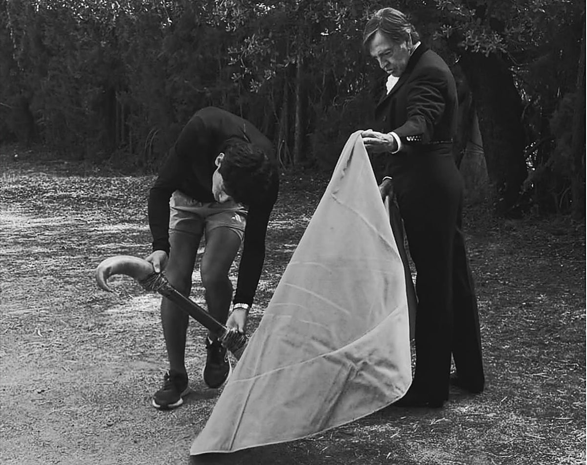Curro Vázquez entrenando con Osornio, que hace de toro