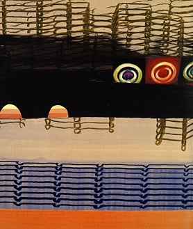 Imagen secundaria 2 - En las imágenes,de arriba abajo, 'Manthis' (1999); detalle de 'Amapola (1991); y 'Ojos de Fallujah' (2004)