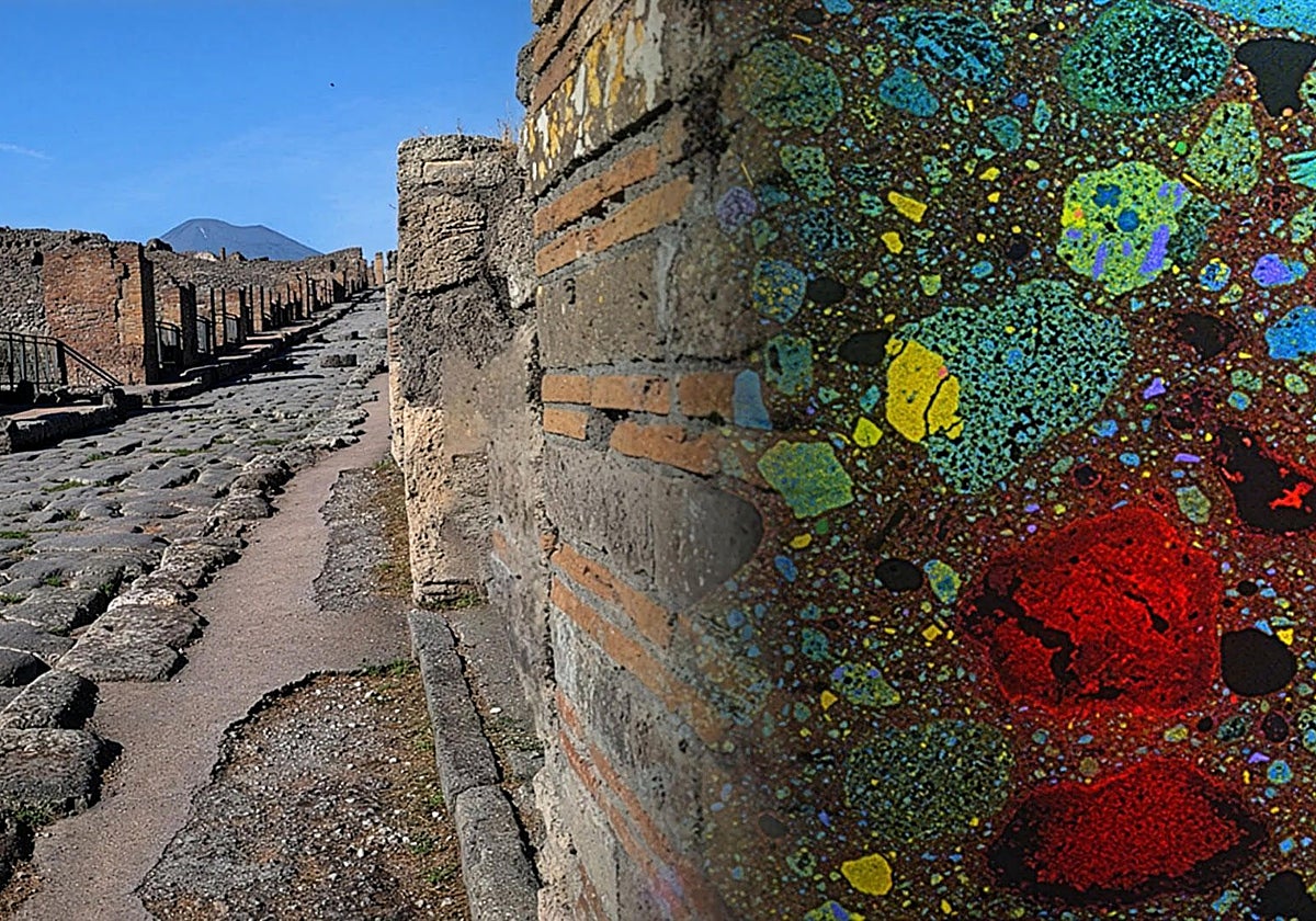 Una antigua muralla de Pompeya en un sitio recién excavado, donde el profesor Admir Masic aplicó el análisis de composición para comprender cómo los antiguos romanos fabricaban hormigón que ha perdurado durante miles de años