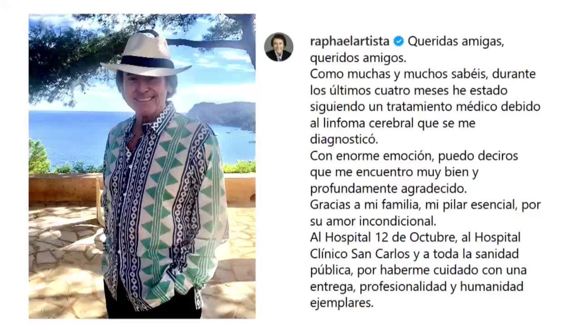 Raphael anuncia su vuelta a la música cuatro meses después de su hospitalización