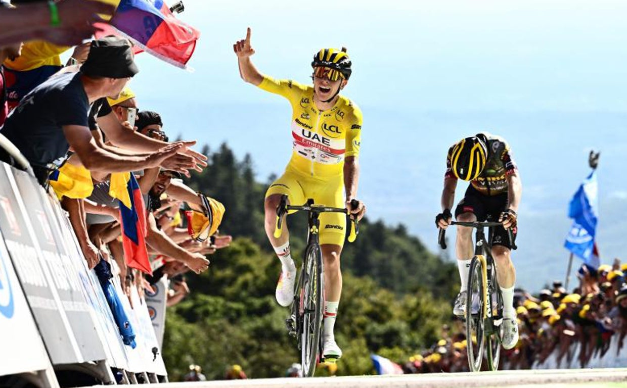 Pogacar derrotó a Vingegaard en la línea de meta