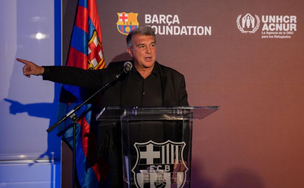 Joan Laporta, durante el acto promocional del Barcelona en Estados Unidos