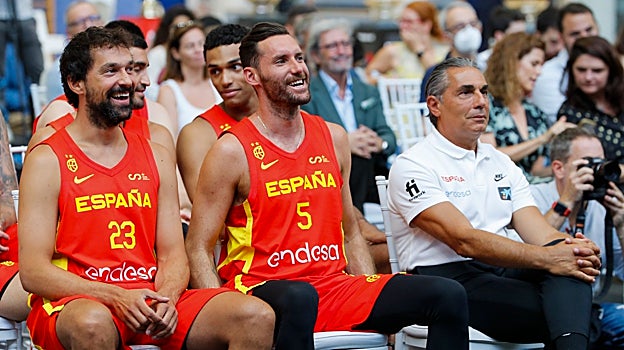 Llull, Rudy y Scariolo, ayer en Madrid