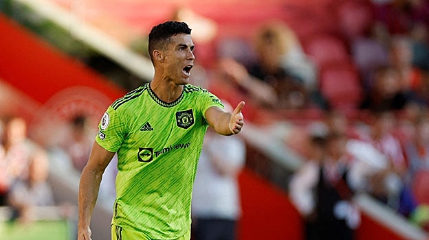 Cristiano, durante la derrota del United ante el Brentford (4-0) en la segunda jornada de la Premier
