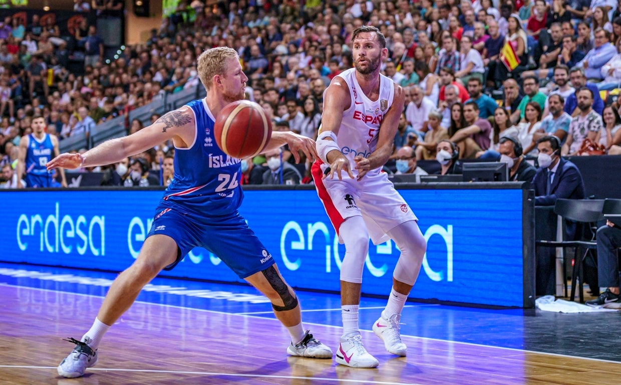 Rudy Fernández, durante el partido ante Islandia