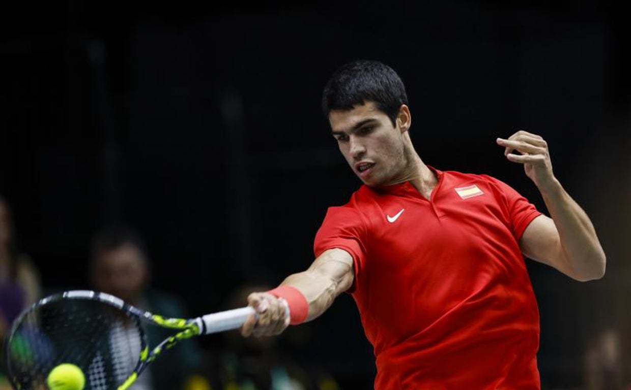 Carlos Alcaraz, durante su partido ante el coreano Kwon