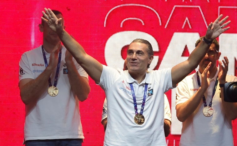 Celebración en directo de la victoria de la selección de España en el Eurobasket en el WiZink Center de Madrid