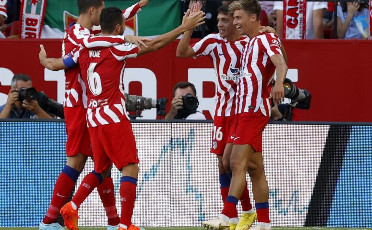 Morata, Koke, Nahuel y Llorente celebran el 0-1.