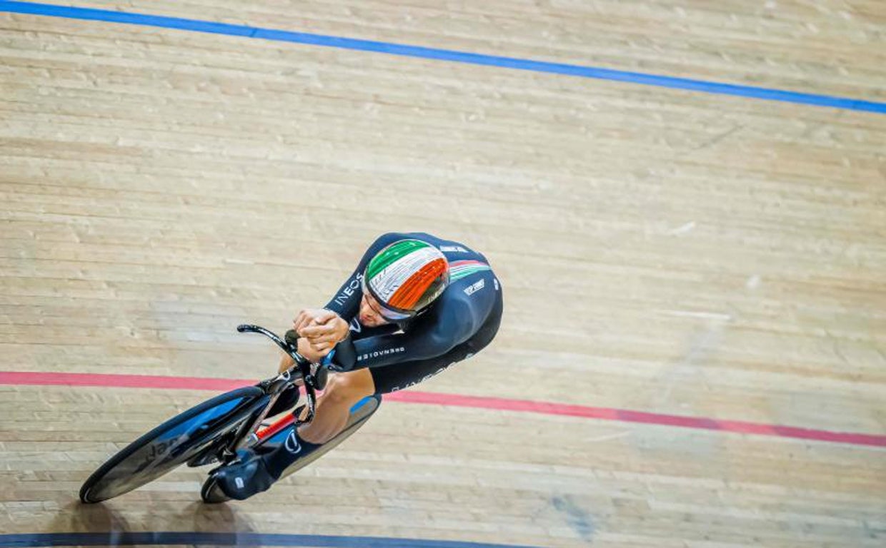 Filippo Ganna, en el Velódromo de Granges