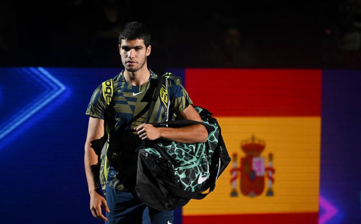 Alcaraz durante su primer partido del torneo suizo