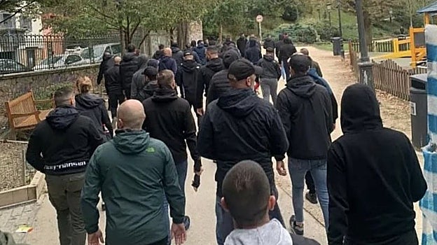Ultras del Betis, en su reciente visita a San Sebastián