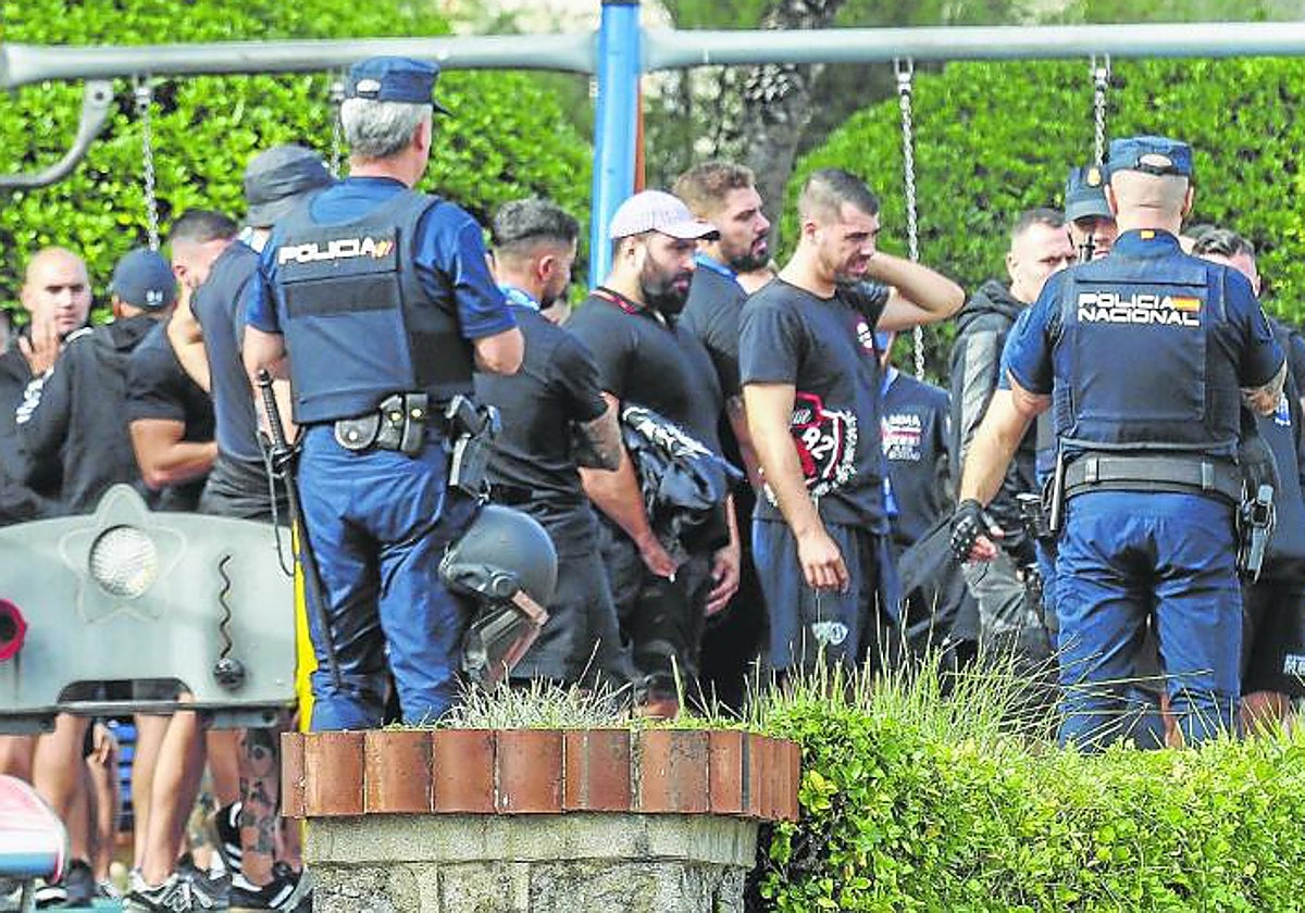 Ultras del Málaga, interceptados en Santander