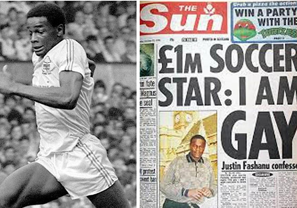 A la izquierda, Justin Fashanu. A la derecha, la portada de 'The Sun'