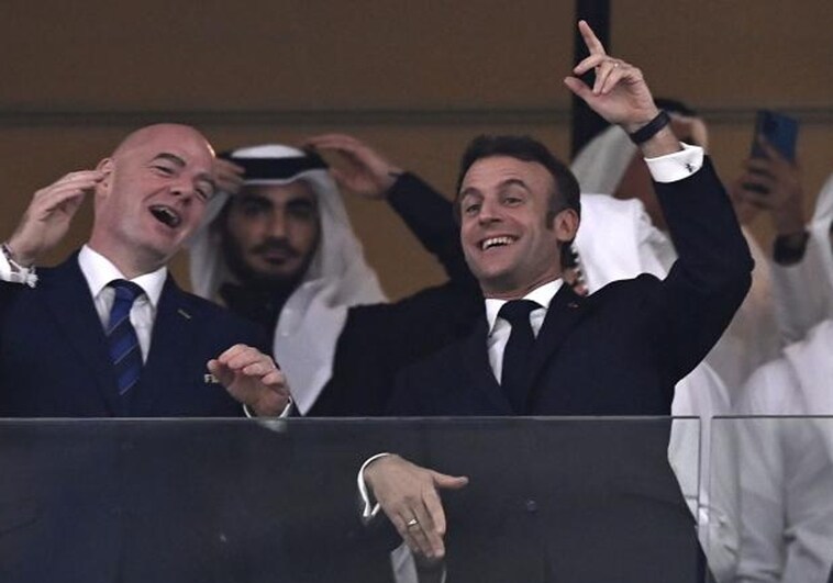'Macron desencadenado': el presidente francés, eufórico en el palco con el empate de Mbappé