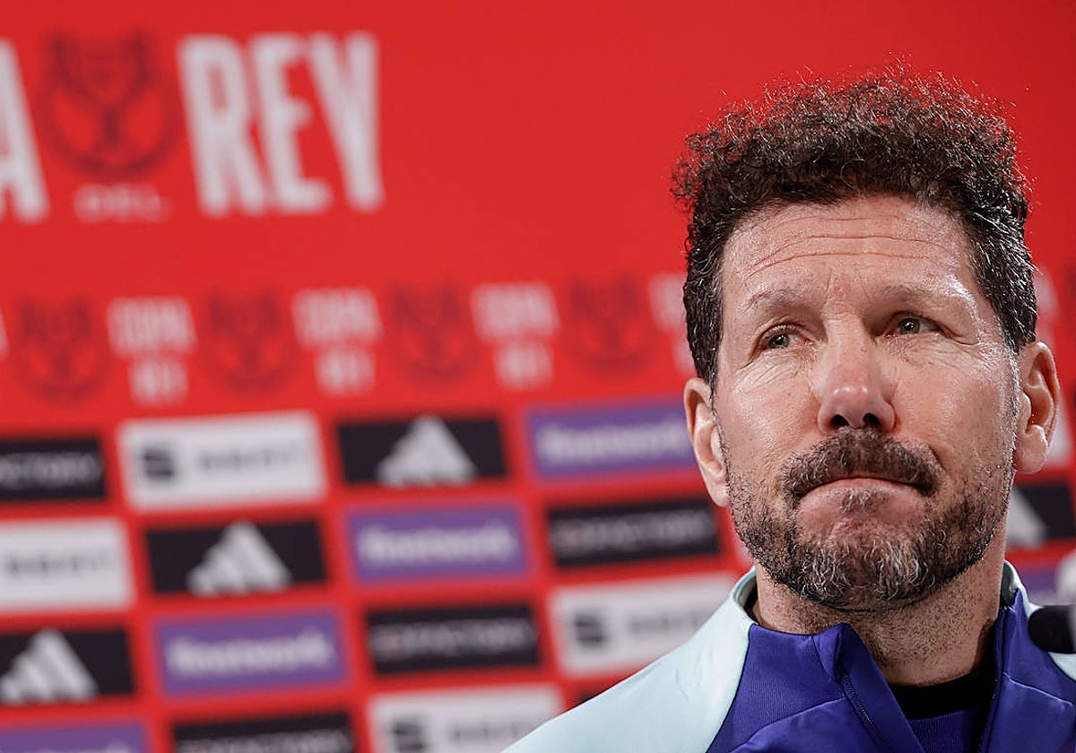 Simeone, durante la rueda de prensa previa a los cuartos de final de la Copa del Rey